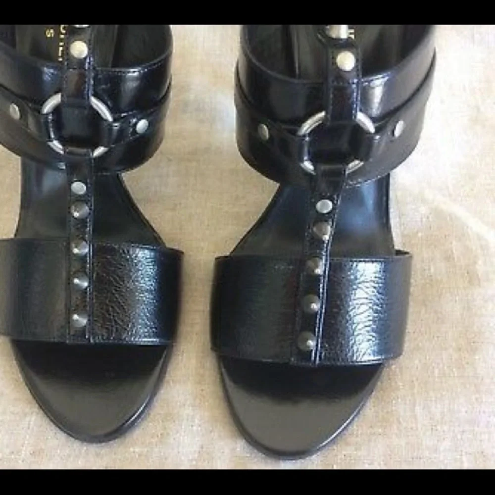 Saint Laurent Sandals Studded Ankle Cuff Fetish 8 New w Box - Picture 4 of 8